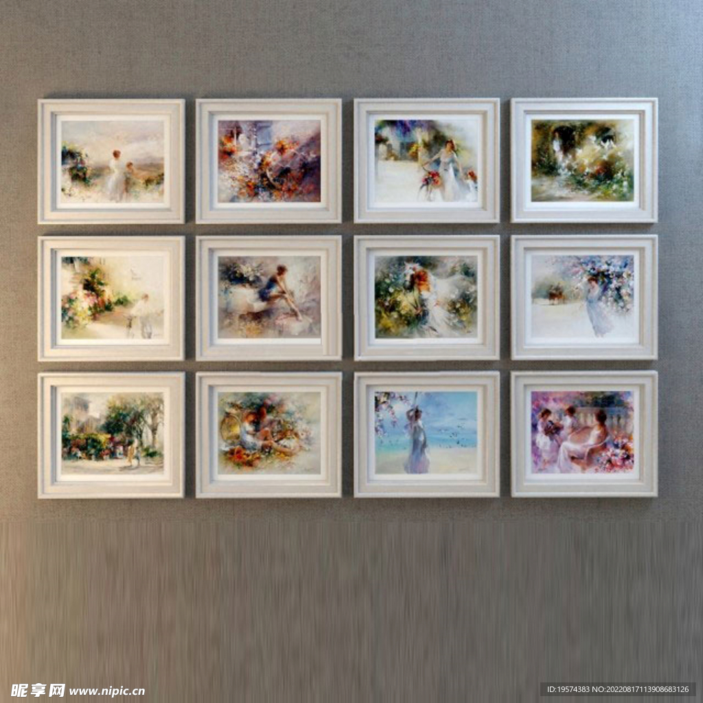 C4D模型客厅水彩油画