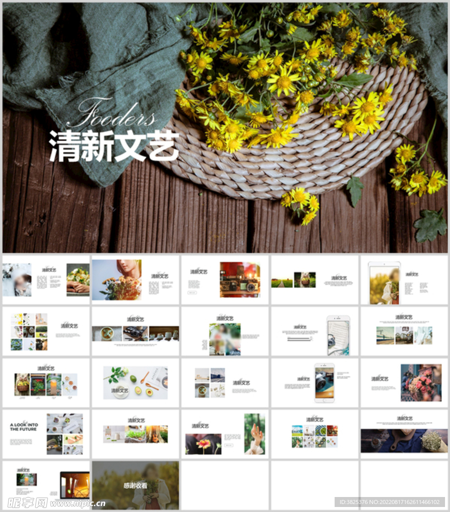 清新文艺风格总结报告通用模板