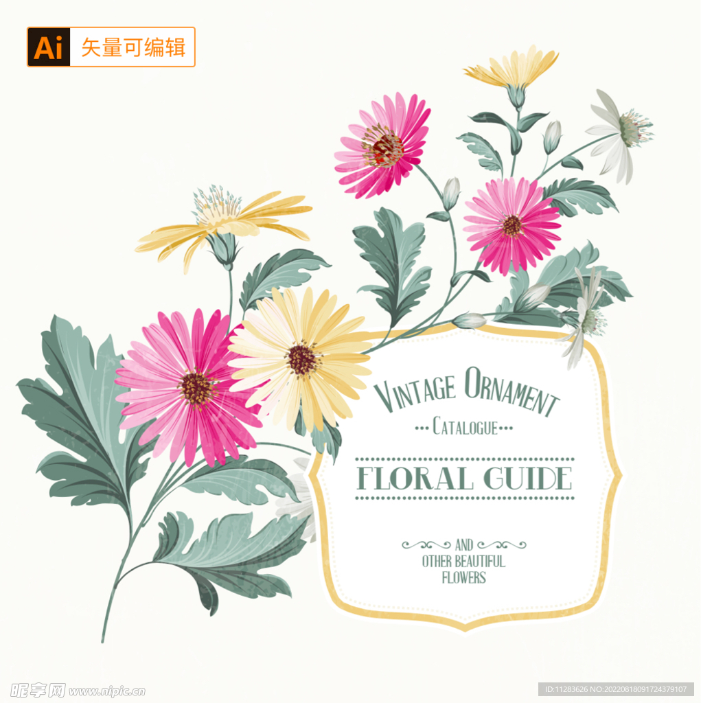 彩色手绘花卉