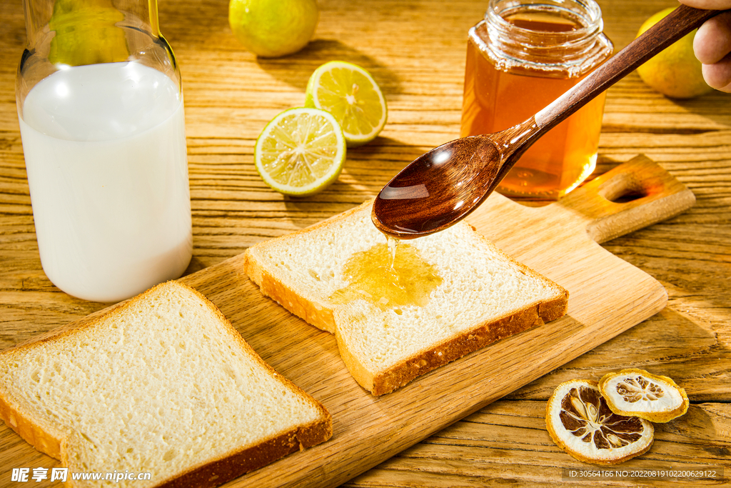 蜂蜜吐司面包早餐美食