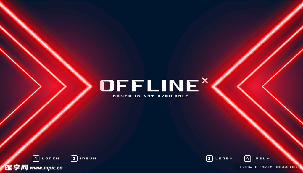 红色霓虹灯游戏横幅模板