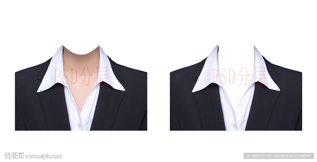 女西装开领衬衫衣服素材psd
