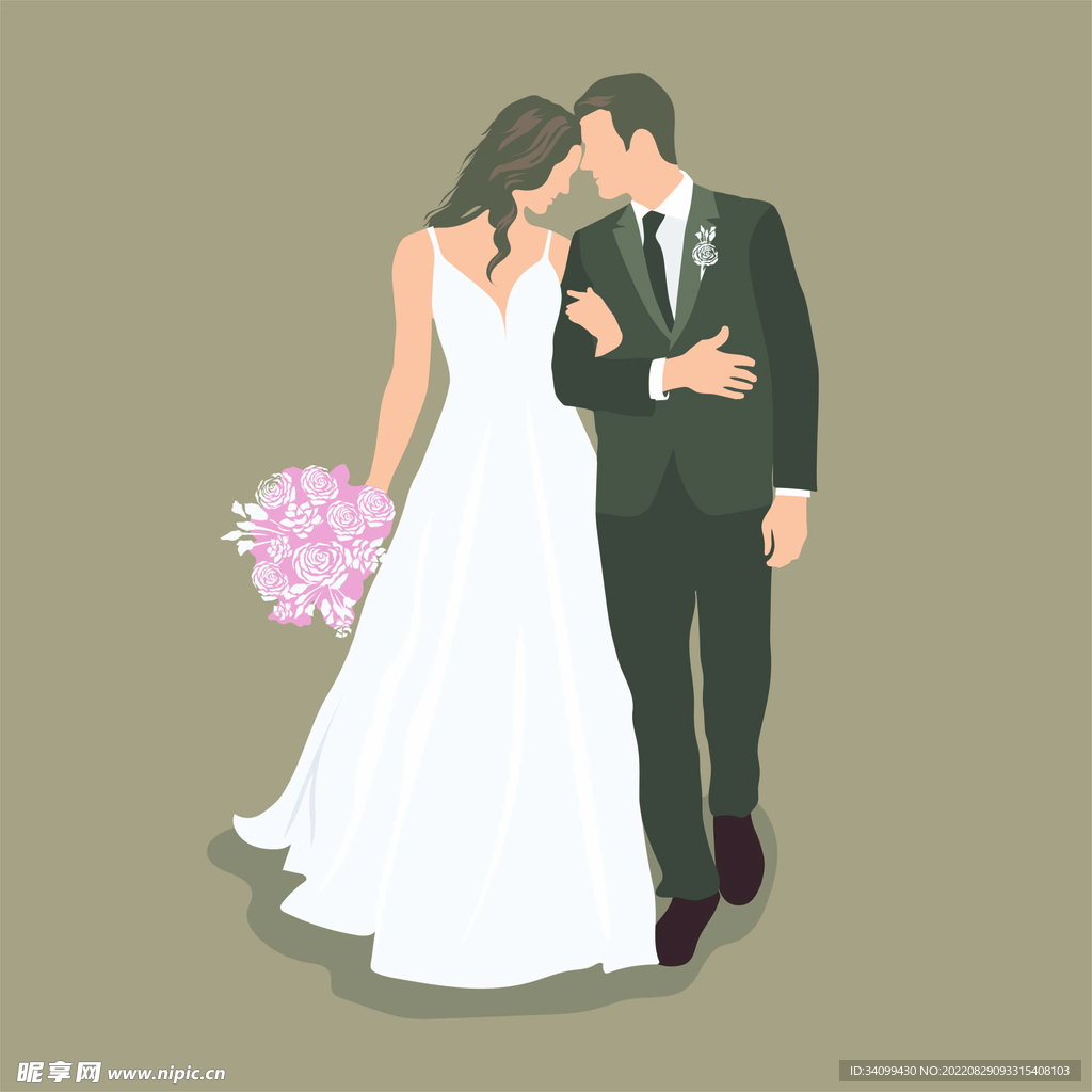ai矢量浪漫婚礼人物