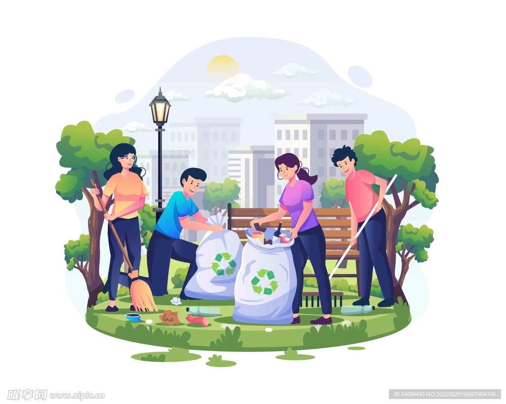 ai矢量垃圾分类清理