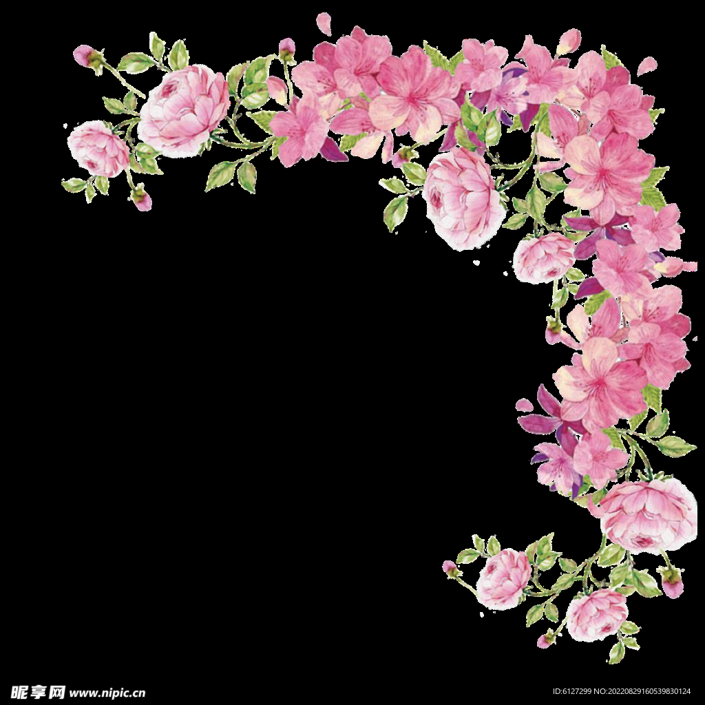 粉色花朵边框  