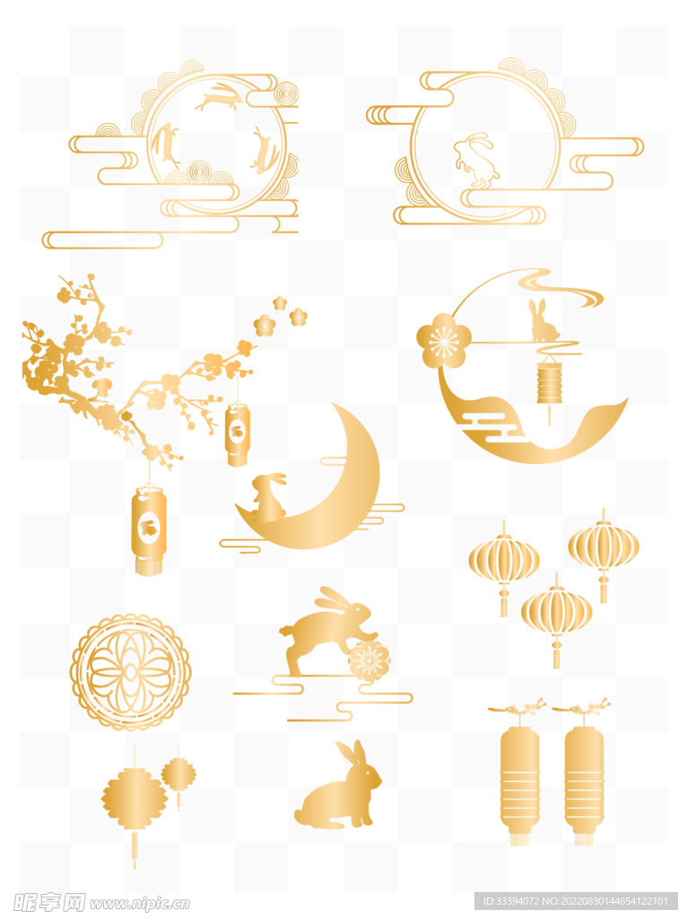 中秋烫金装饰元素