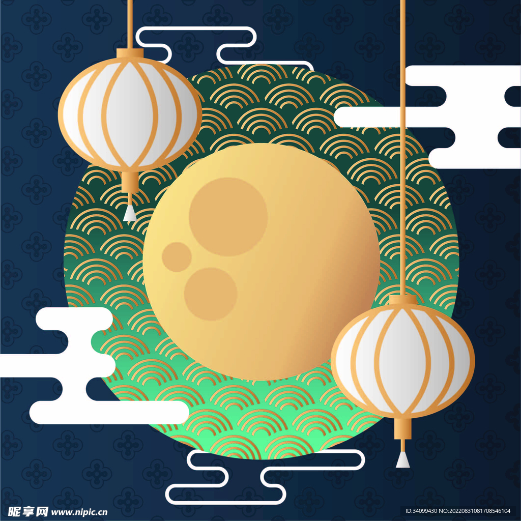 ai矢量新中式中秋背景