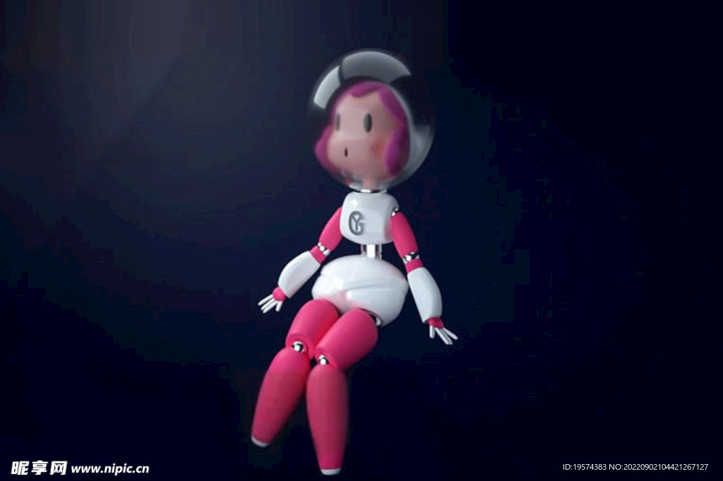 C4D模型可爱女机器人