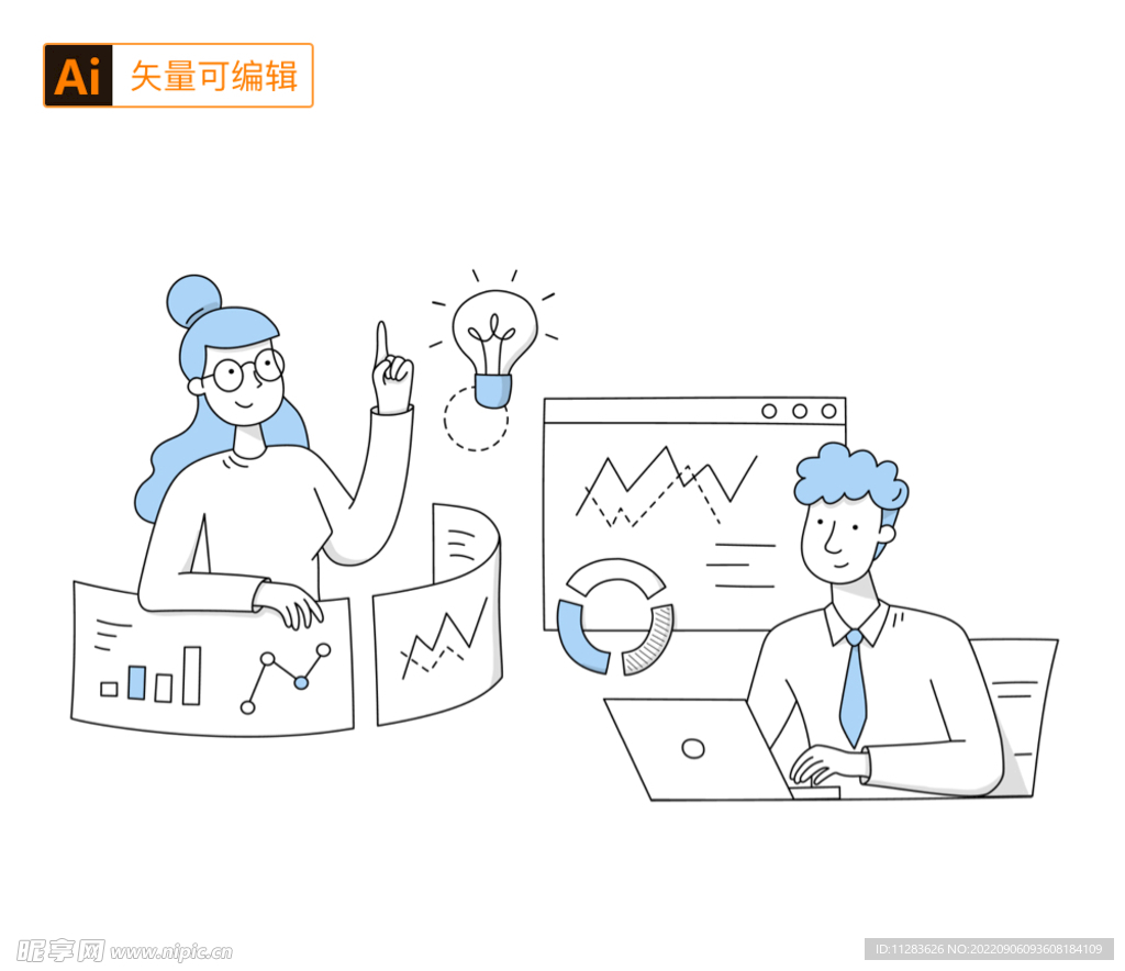 线性卡通职场人物