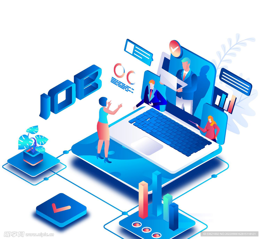 科技扁平插画 卡通3D 商务 