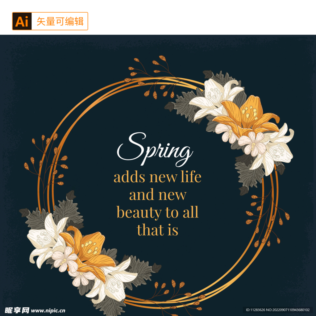 手绘矢量花环边框