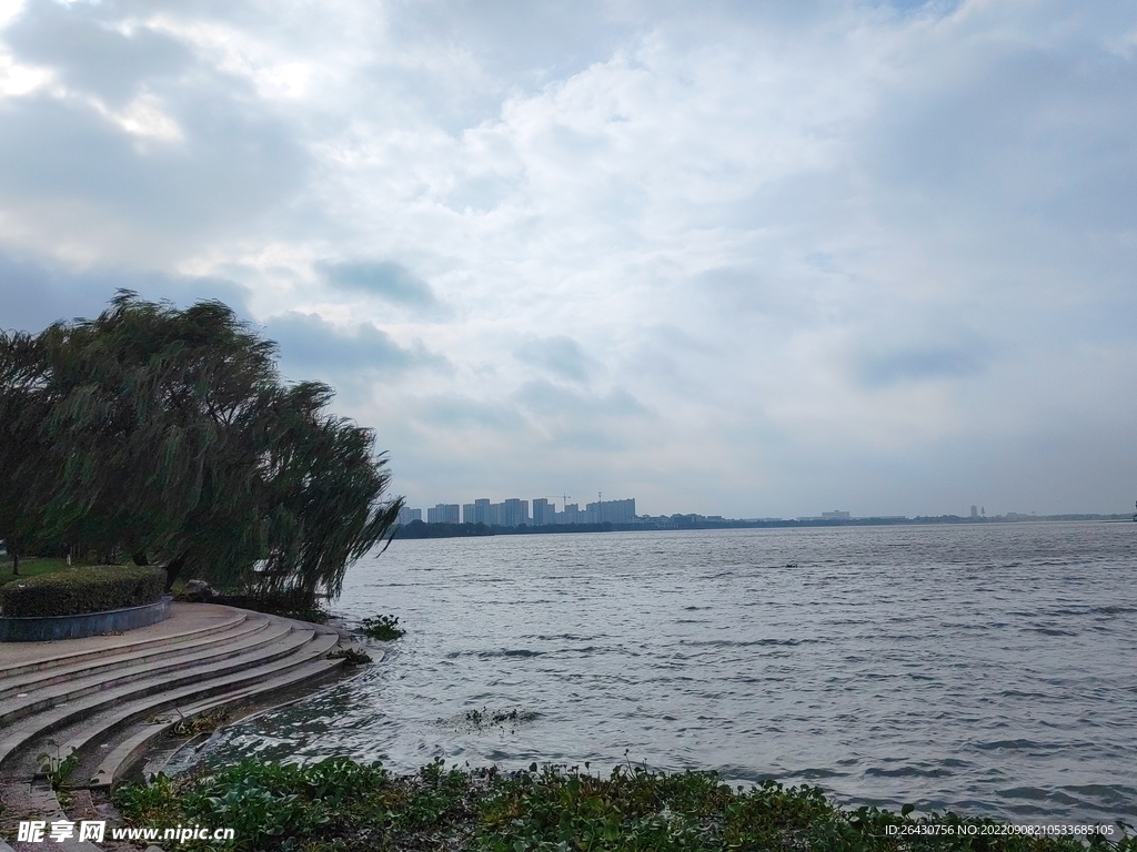 湿地公园湖边石阶