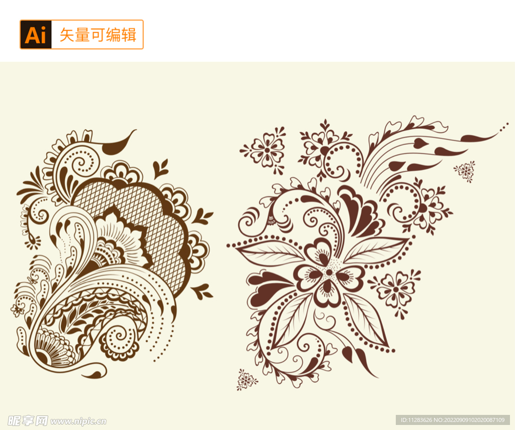 华丽花纹矢量素材