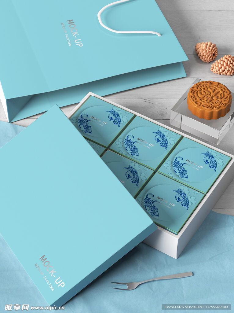 原创3D月饼盒包装样机