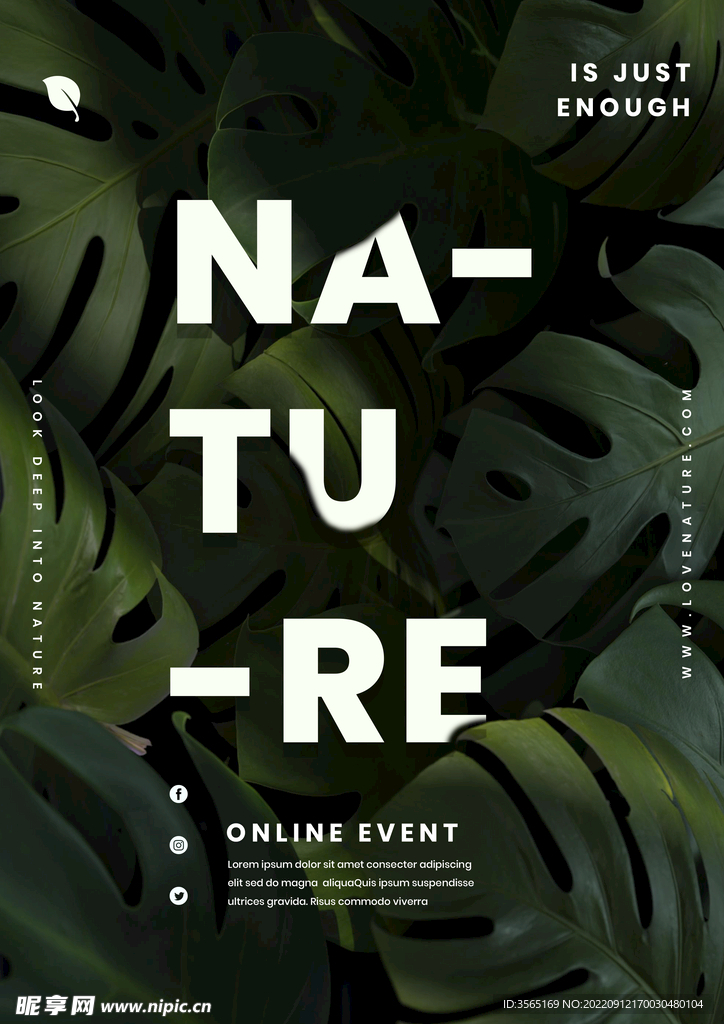 自然植物绿色叶子海报PSD模板