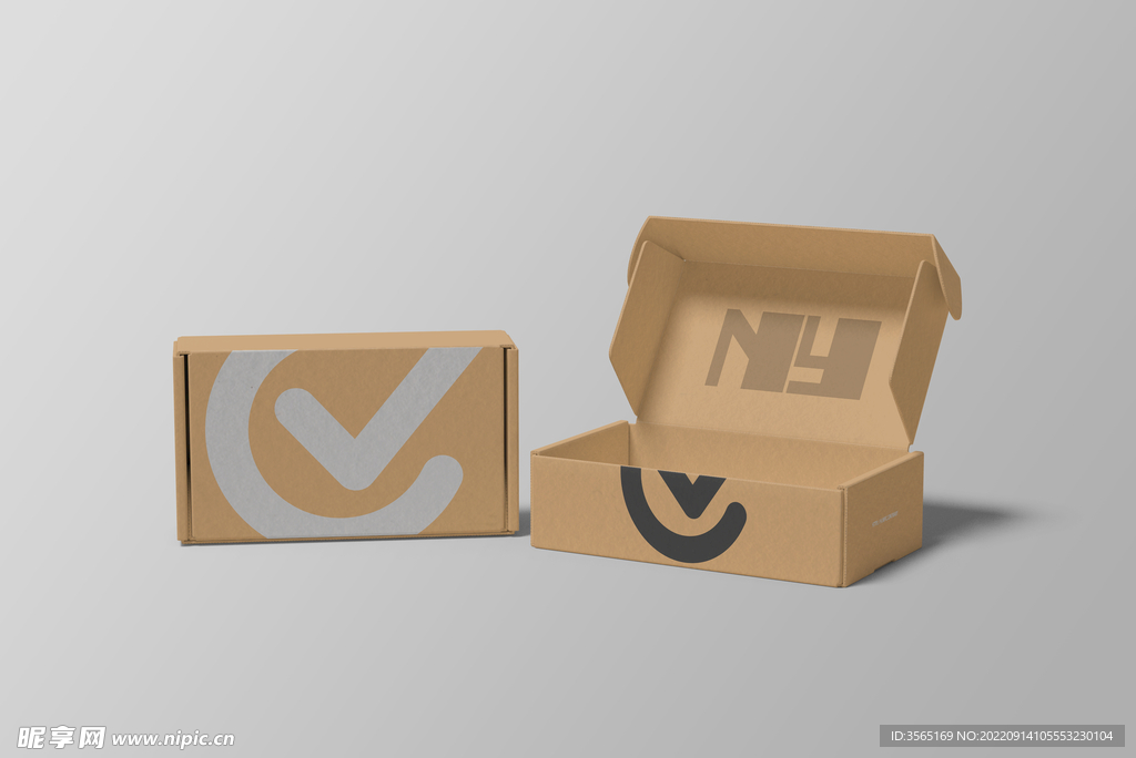 瓦楞纸飞机盒纸盒PSD样机