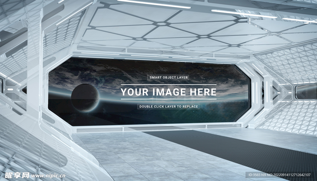 科技感宇宙飞船舱内舷窗口PSD