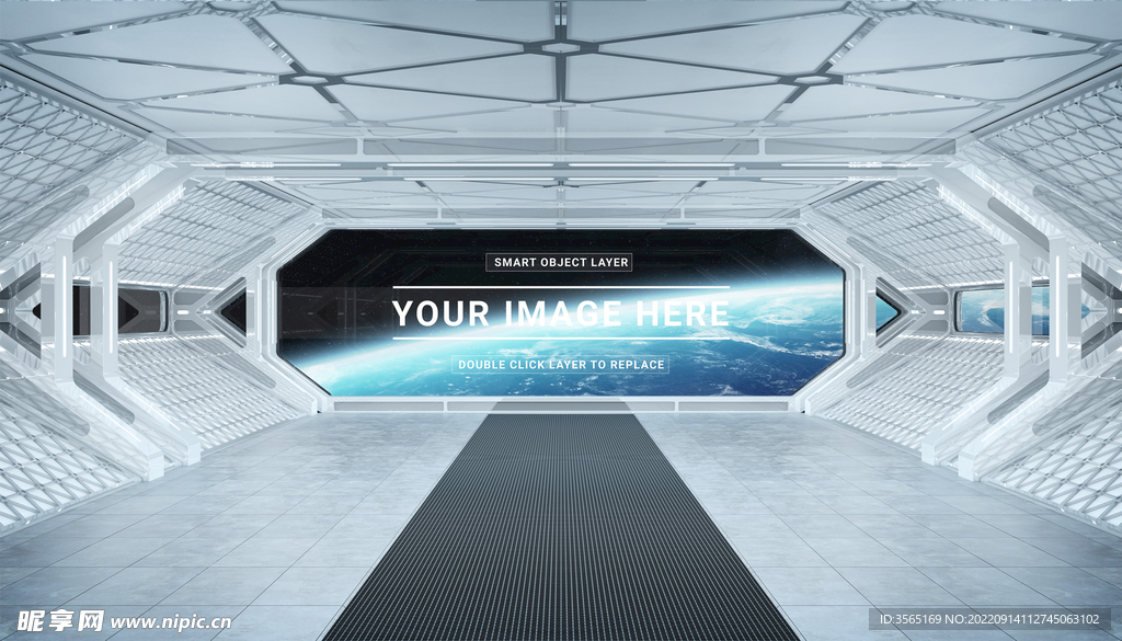 科技感宇宙飞船舱内舷窗口PSD