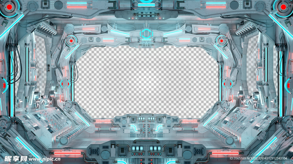 科技感宇宙飞船舱内舷窗口PSD