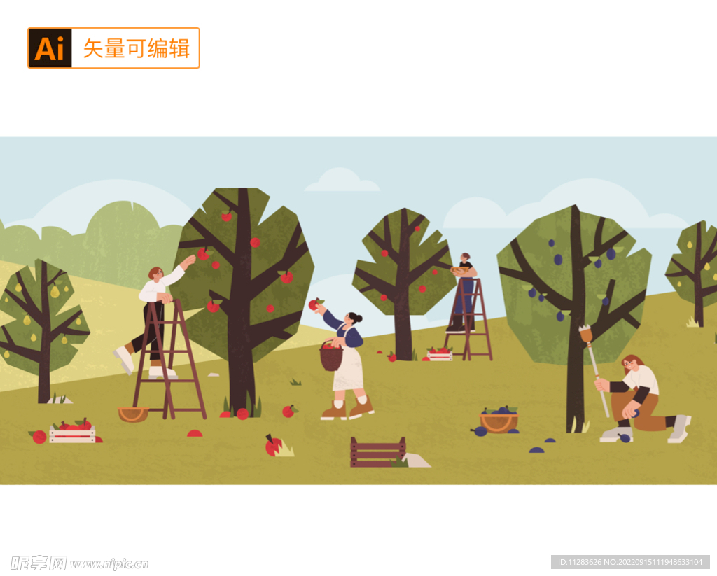 果园丰收插画