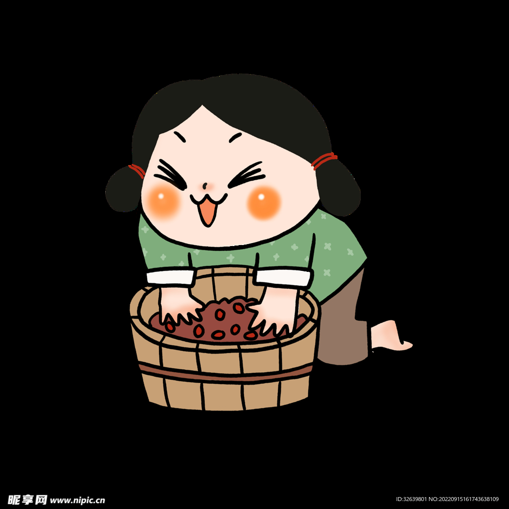 洗红豆的女孩
