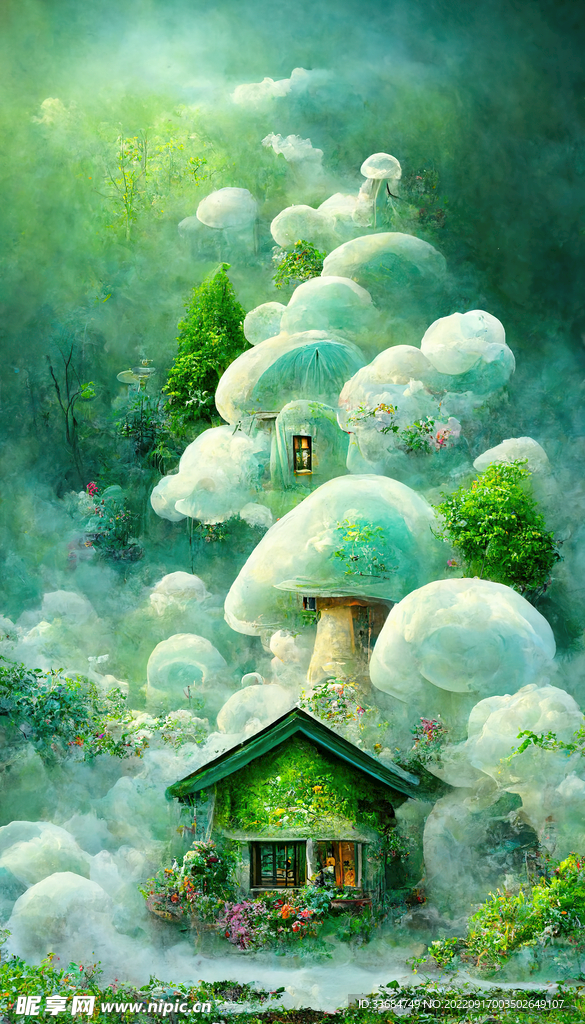 蘑菇屋儿童插画