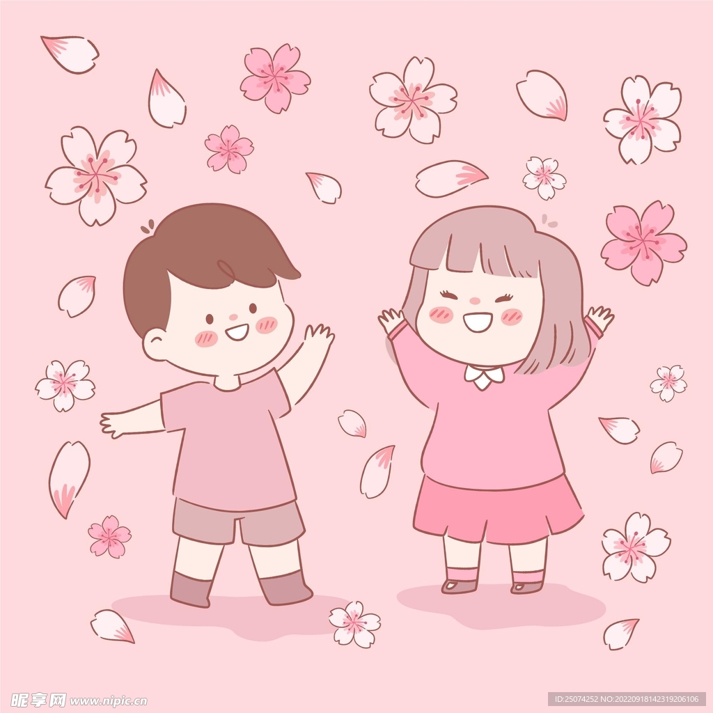 樱花男女孩