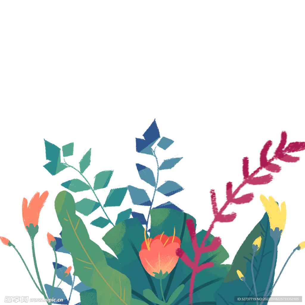 绿色植物花朵元素