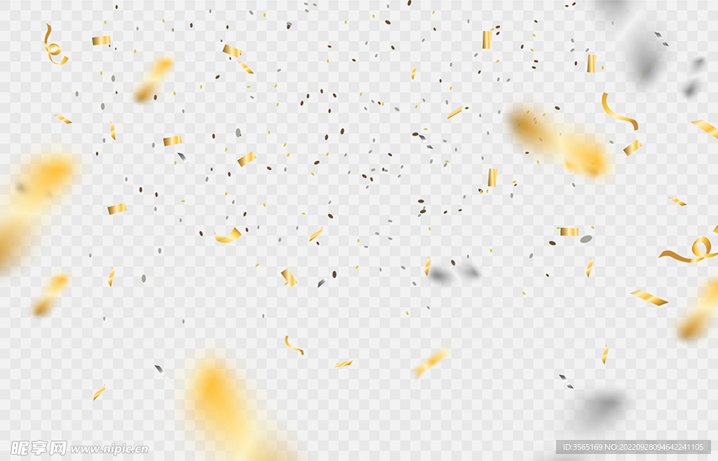 金色飞舞闪光彩带矢量AI素材