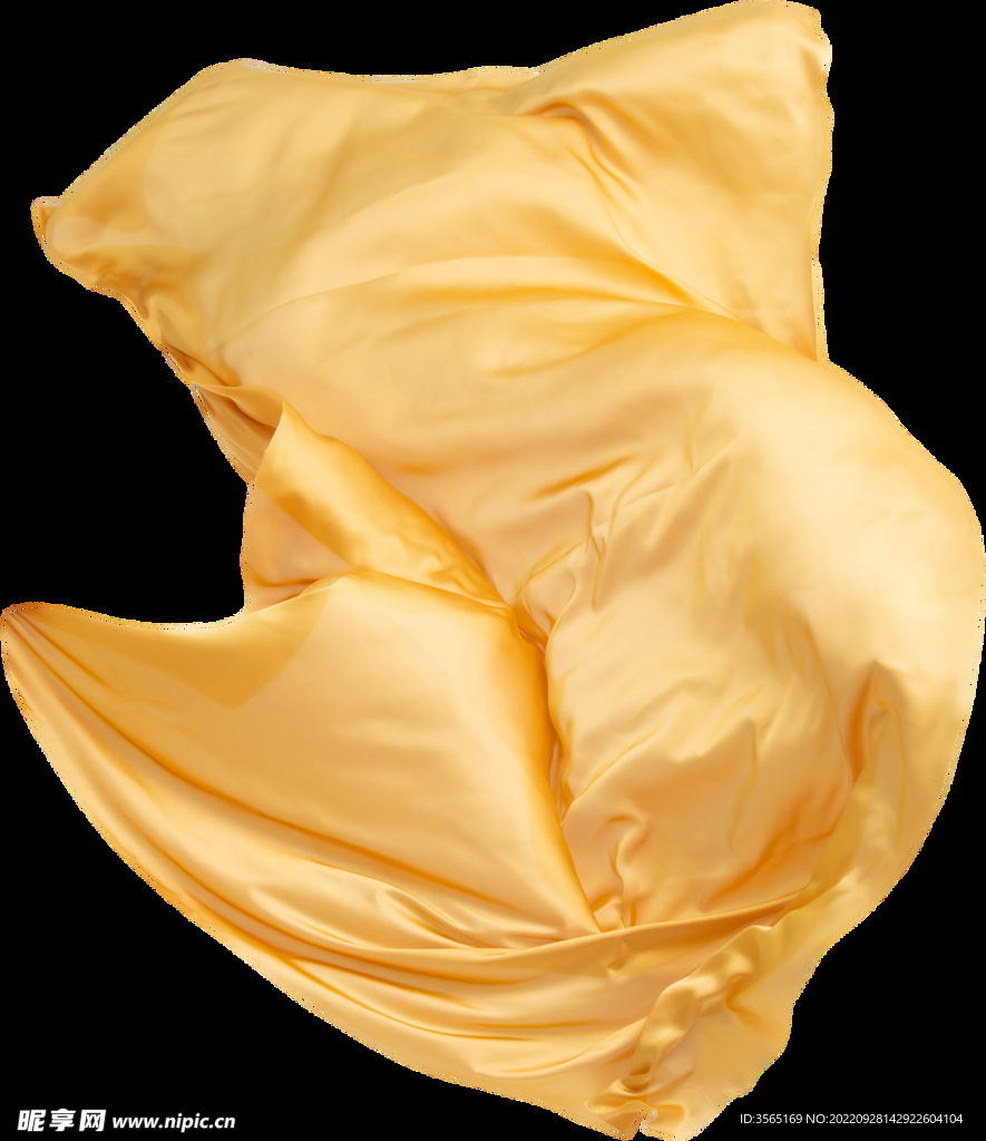 免扣金色绸缎飘带透明PNG素材