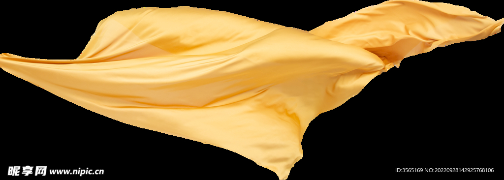 免扣金色绸缎飘带透明PNG素材