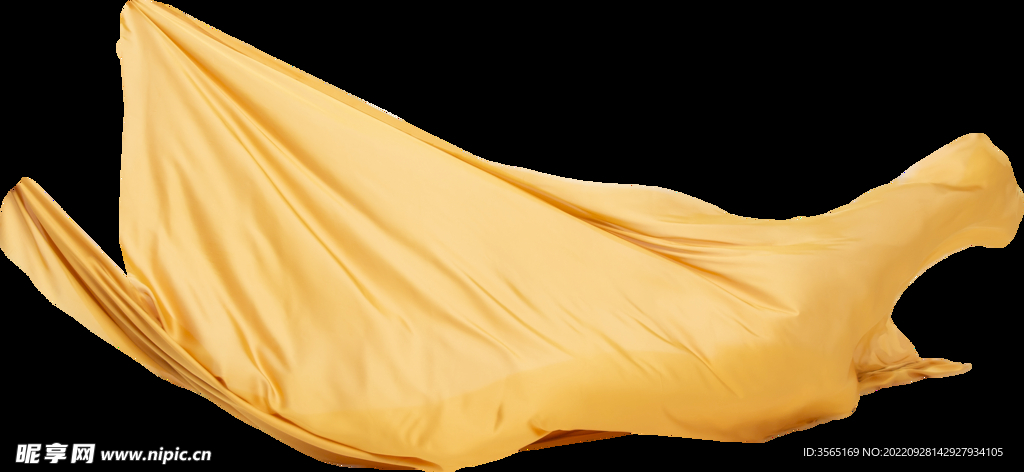 免扣金色绸缎飘带透明PNG素材