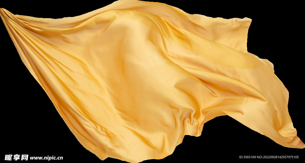 免扣金色绸缎飘带透明PNG素材