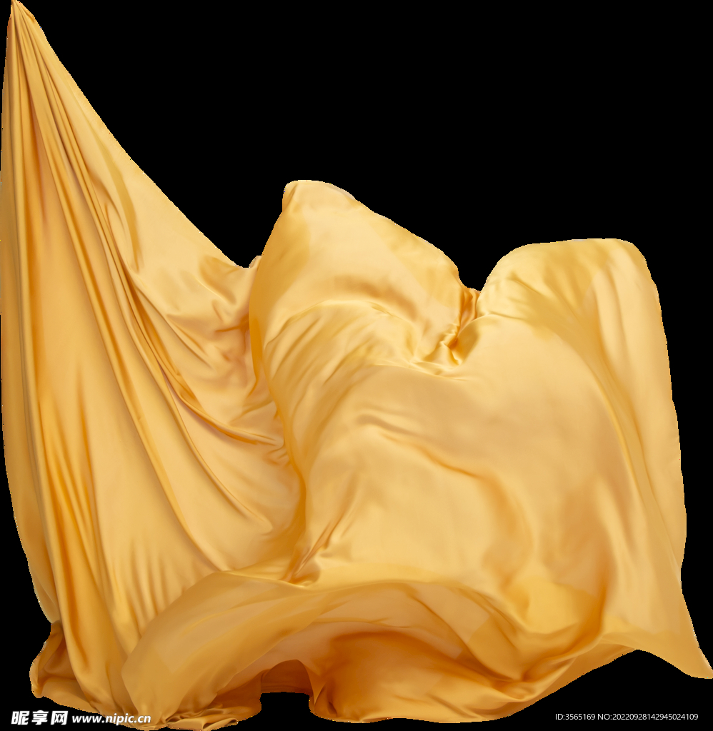 免扣金色绸缎飘带透明PNG素材