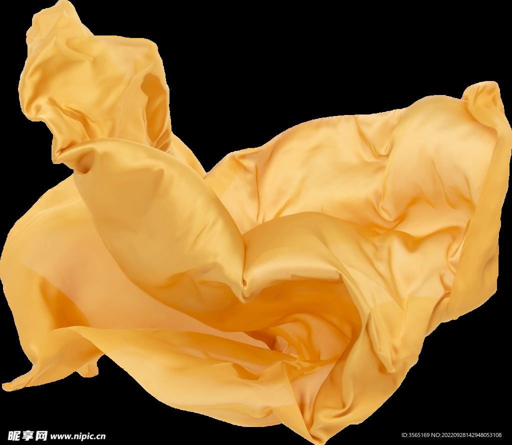 免扣金色绸缎飘带透明PNG素材