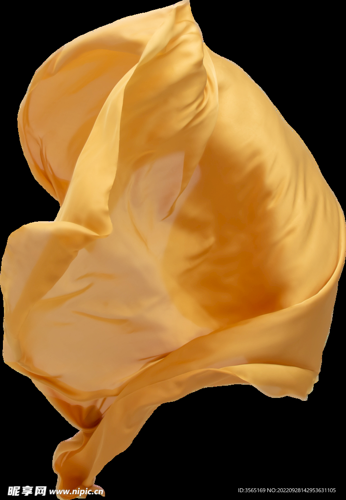 免扣金色绸缎飘带透明PNG素材