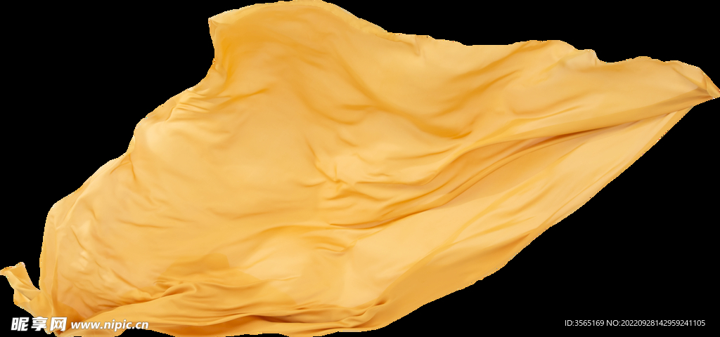 免扣金色绸缎飘带透明PNG素材