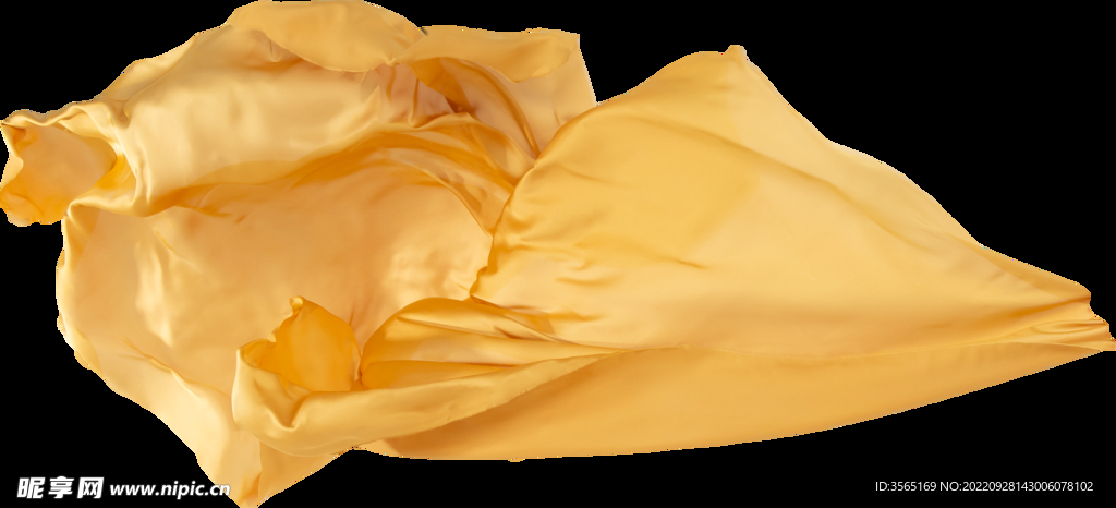 免扣金色绸缎飘带透明PNG素材