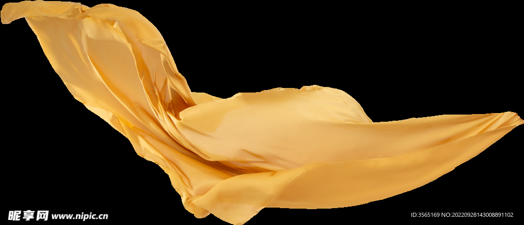免扣金色绸缎飘带透明PNG素材