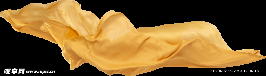 免扣金色绸缎飘带透明PNG素材