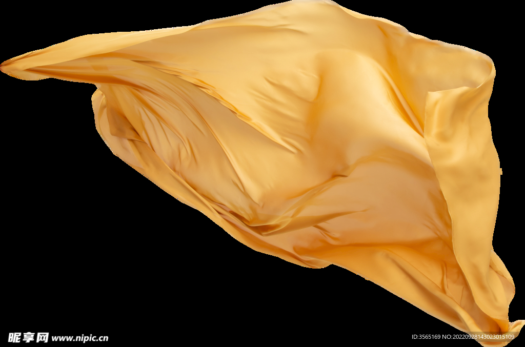 免扣金色绸缎飘带透明PNG素材