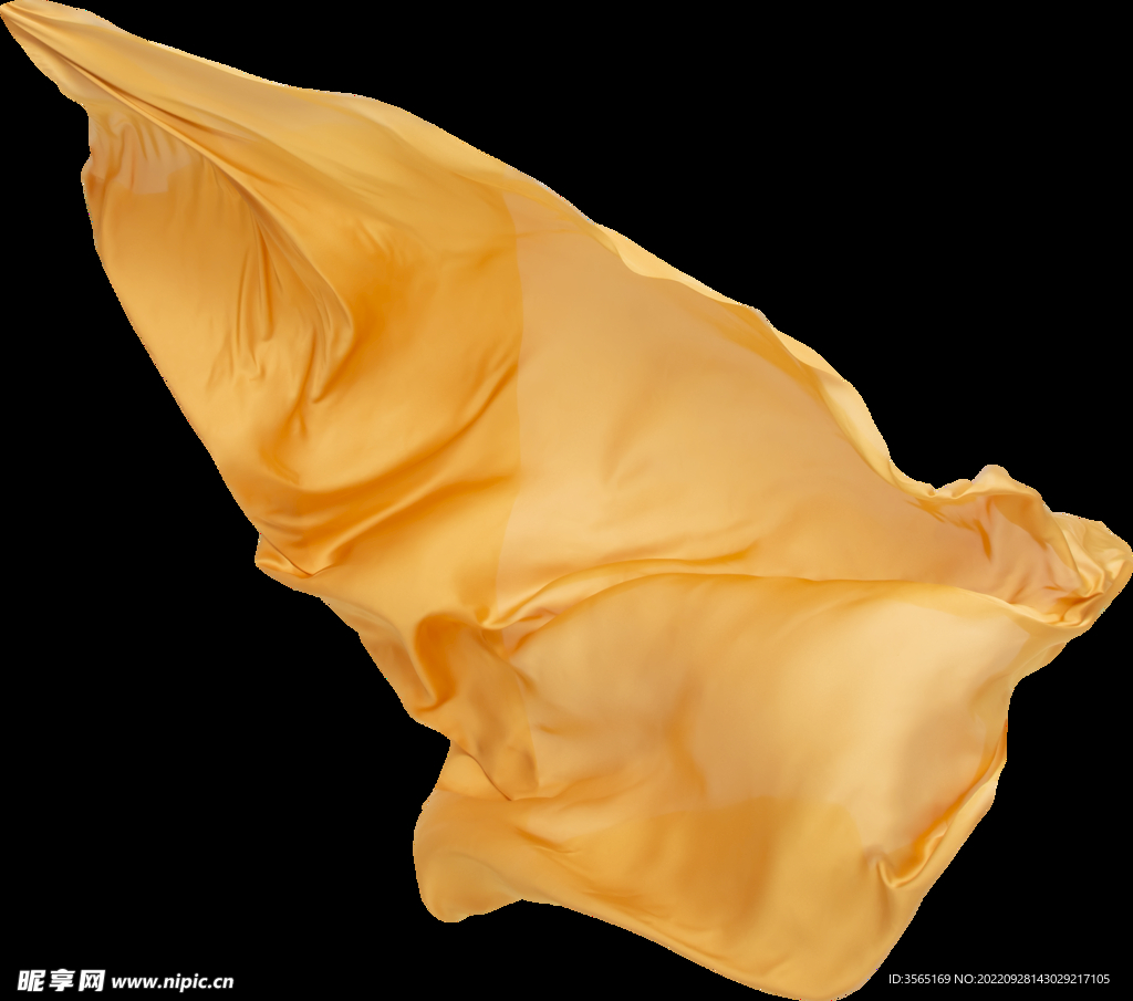 免扣金色绸缎飘带透明PNG素材