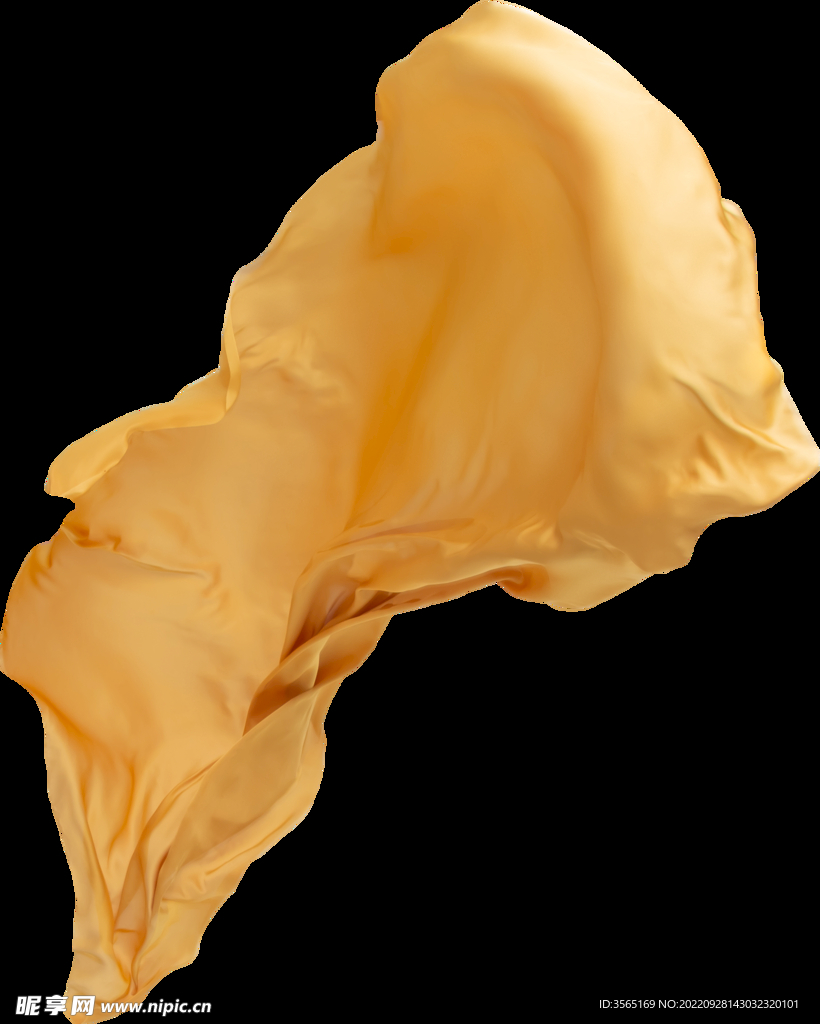 免扣金色绸缎飘带透明PNG素材