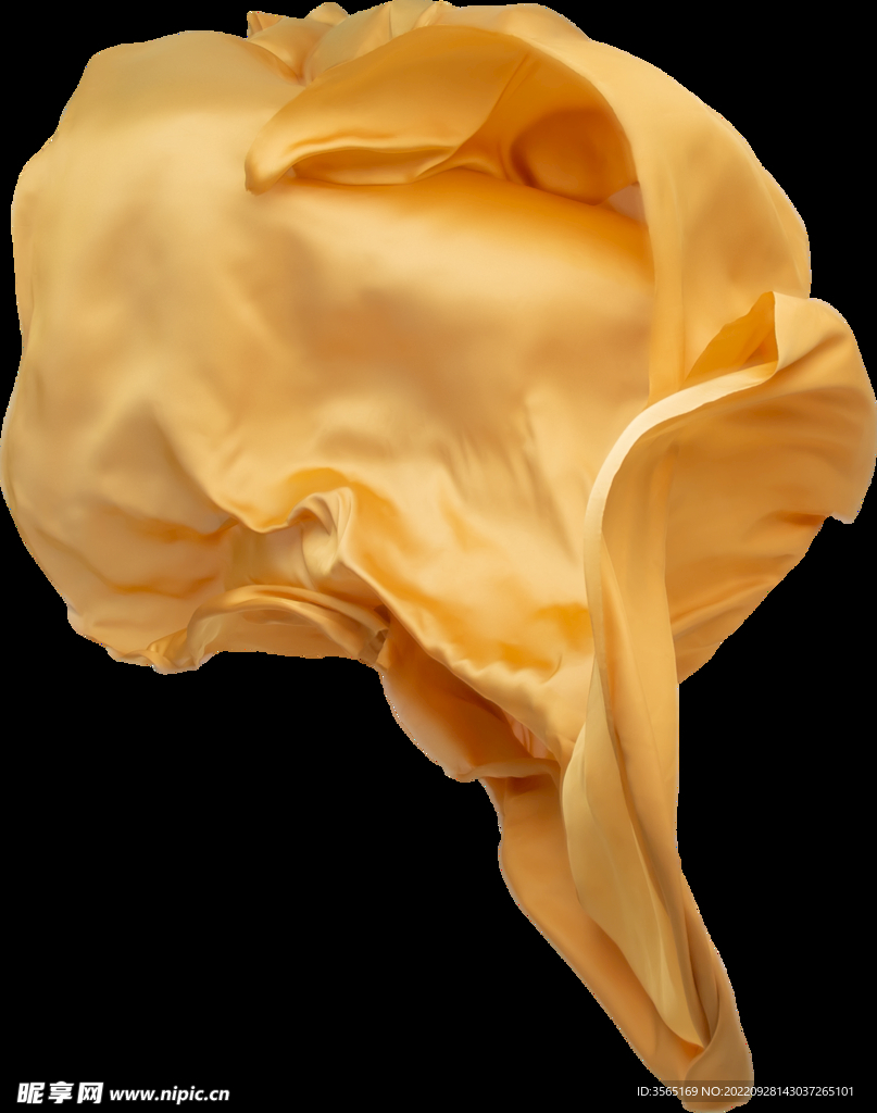 免扣金色绸缎飘带透明PNG素材