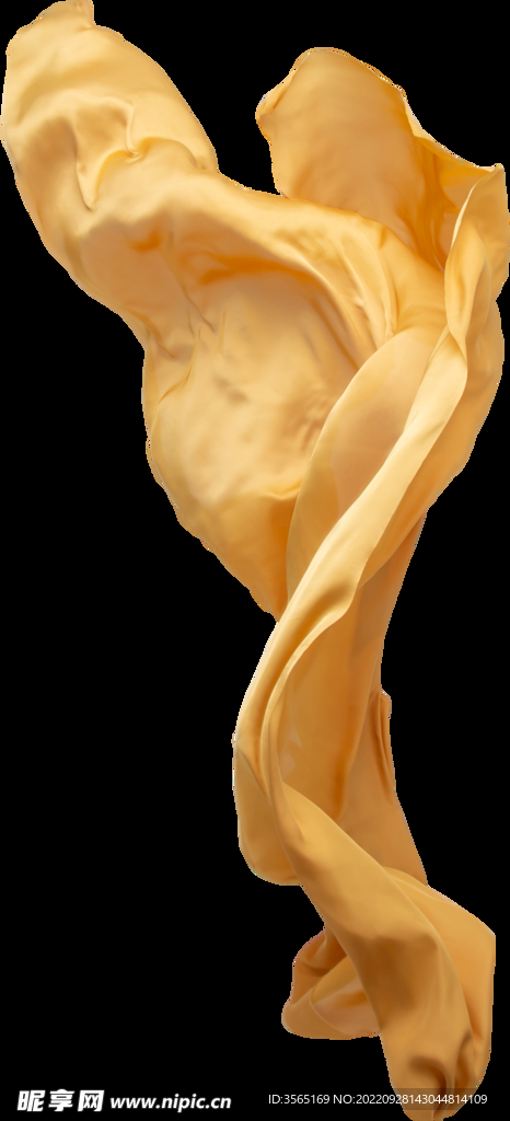 免扣金色绸缎飘带透明PNG素材