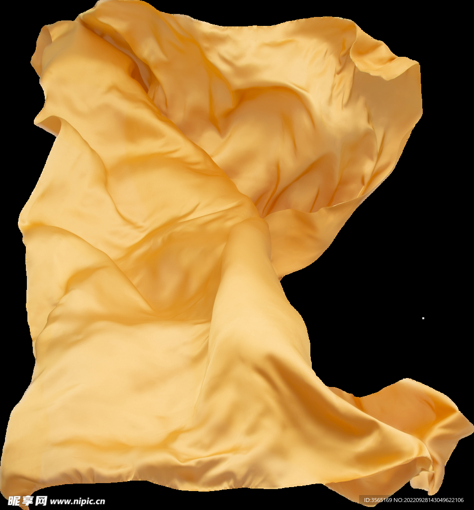 免扣金色绸缎飘带透明PNG素材