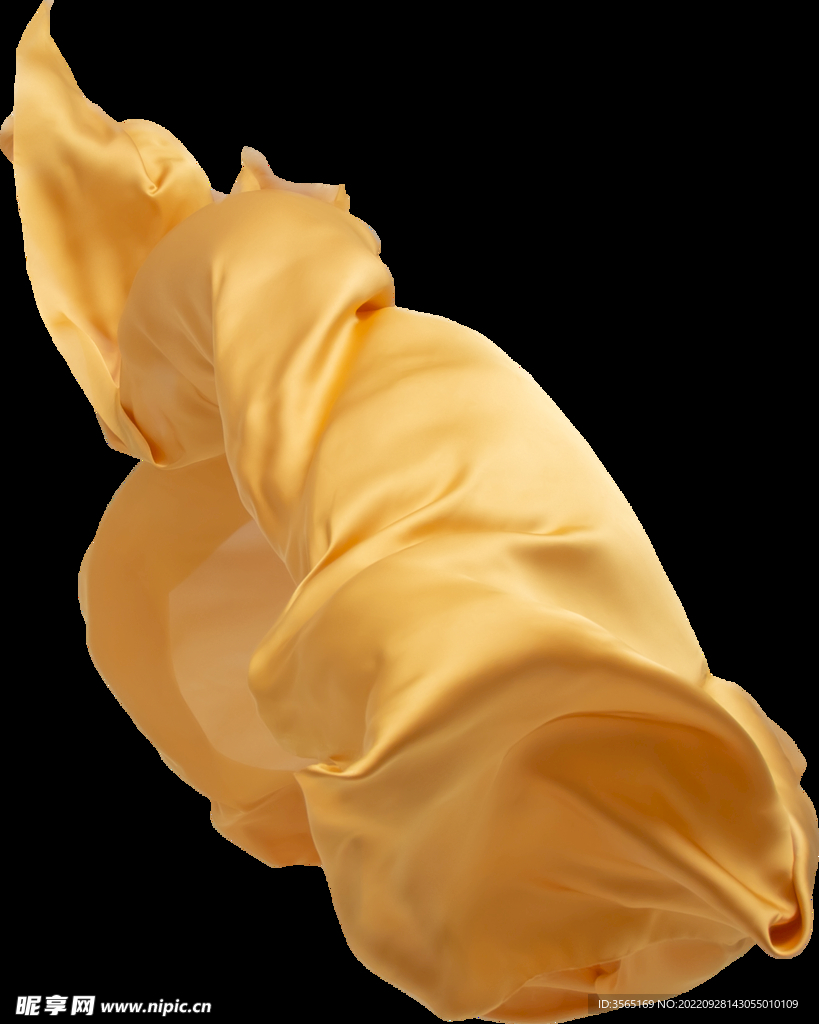 免扣金色绸缎飘带透明PNG素材