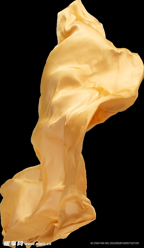 免扣金色绸缎飘带透明PNG素材