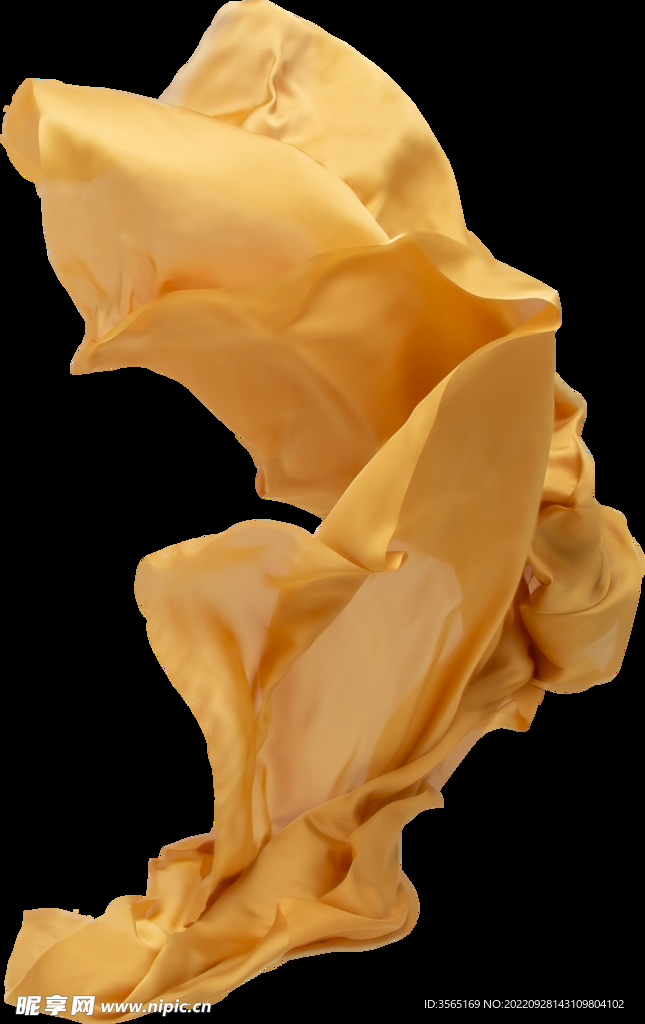 免扣金色绸缎飘带透明PNG素材