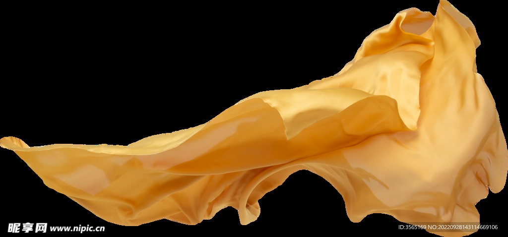 免扣金色绸缎飘带透明PNG素材